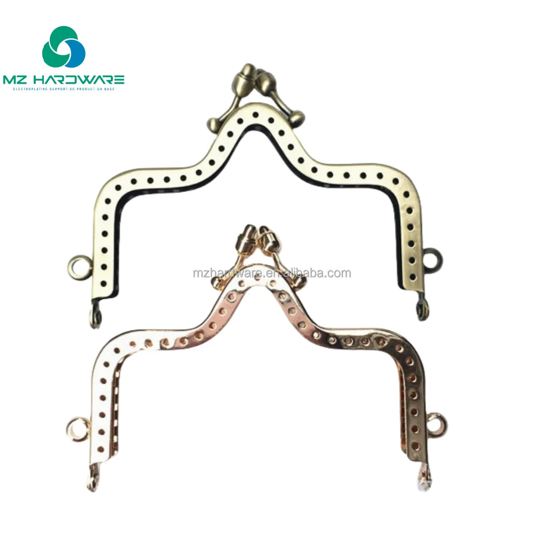 MZ Fashionable Zinc Alloy Kiss Lock Bag Clutch Handle with Strap Buckle Ring Hook Tag Handbag Hardware Accessories