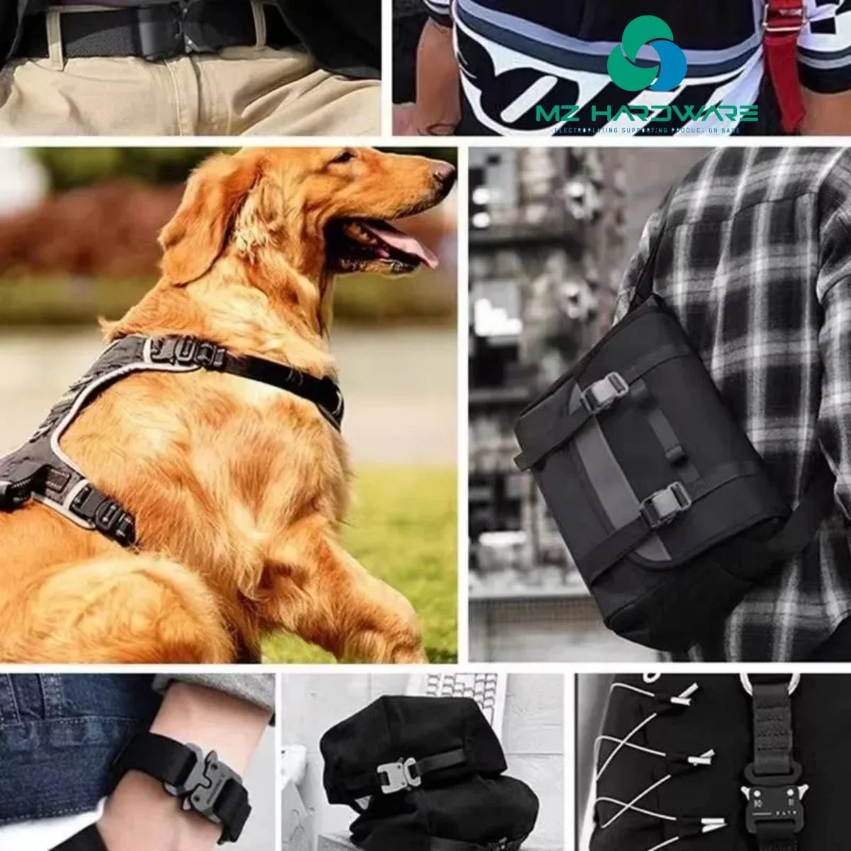 Adjustable Buckle Side Quick Release Metal Buckle Side Release Buckle and Tri-Glidefor Dog Collar Hardware