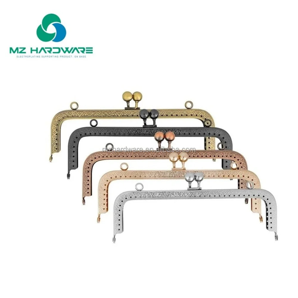 MZhardware Cierre De Beso Bolsa Metal Purse Frame Women Handle Clutch Bag Accessories DIY HandBag Frame Kiss Clasp Lock Hardware