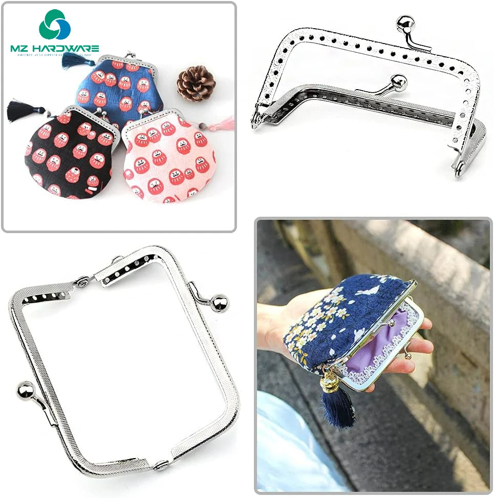 MZhardware Round Bead Head 8.5 CM 10.5CM Square Pattern with Hole Buckle Wallet Frame DIY Material Package Accessories