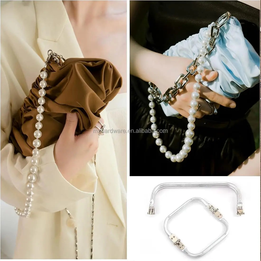 MZ16/18/19/20cm Classic Aluminum Tube Frame Clutch Striped Ladies' Dinner Bag for Handbag Wallet Purse Frame