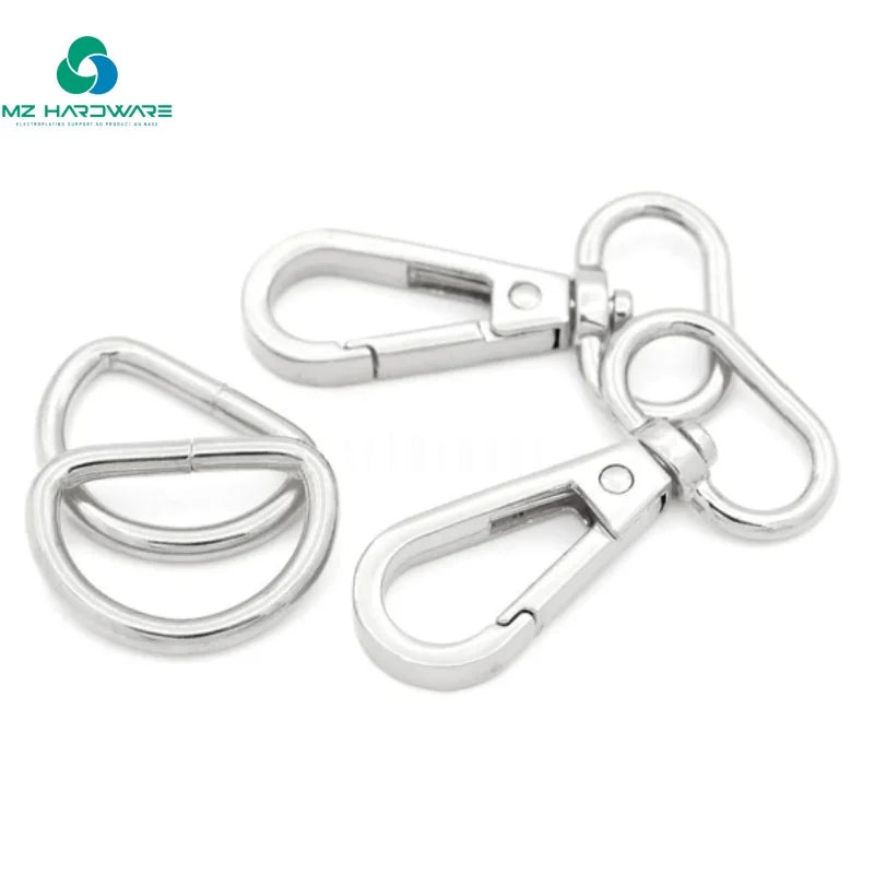 Mzhardware 1 Sets 16.66mm Silver Snap Hooks Lobster Clasp Swivel Push Gate Fashion Clips With D Rings Craft