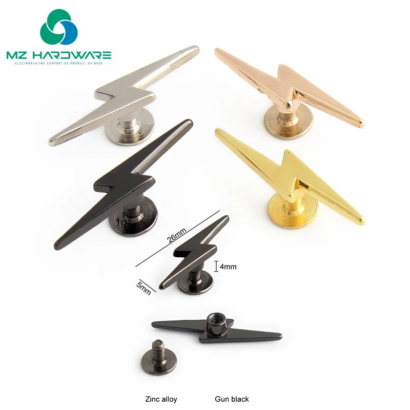 Customized Wholesale Small Batch Rivets Decorative Buckles Screws Models Lightning Zinc Alloy Luggage Handbags Leather Clothing