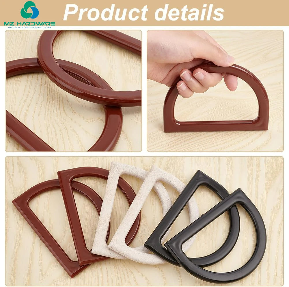 D-Shape Handmade Beach Bag Crochet Handbags Purse Handles Replacement Bag Handles for Straw Purse Special Bag Parts Accessories