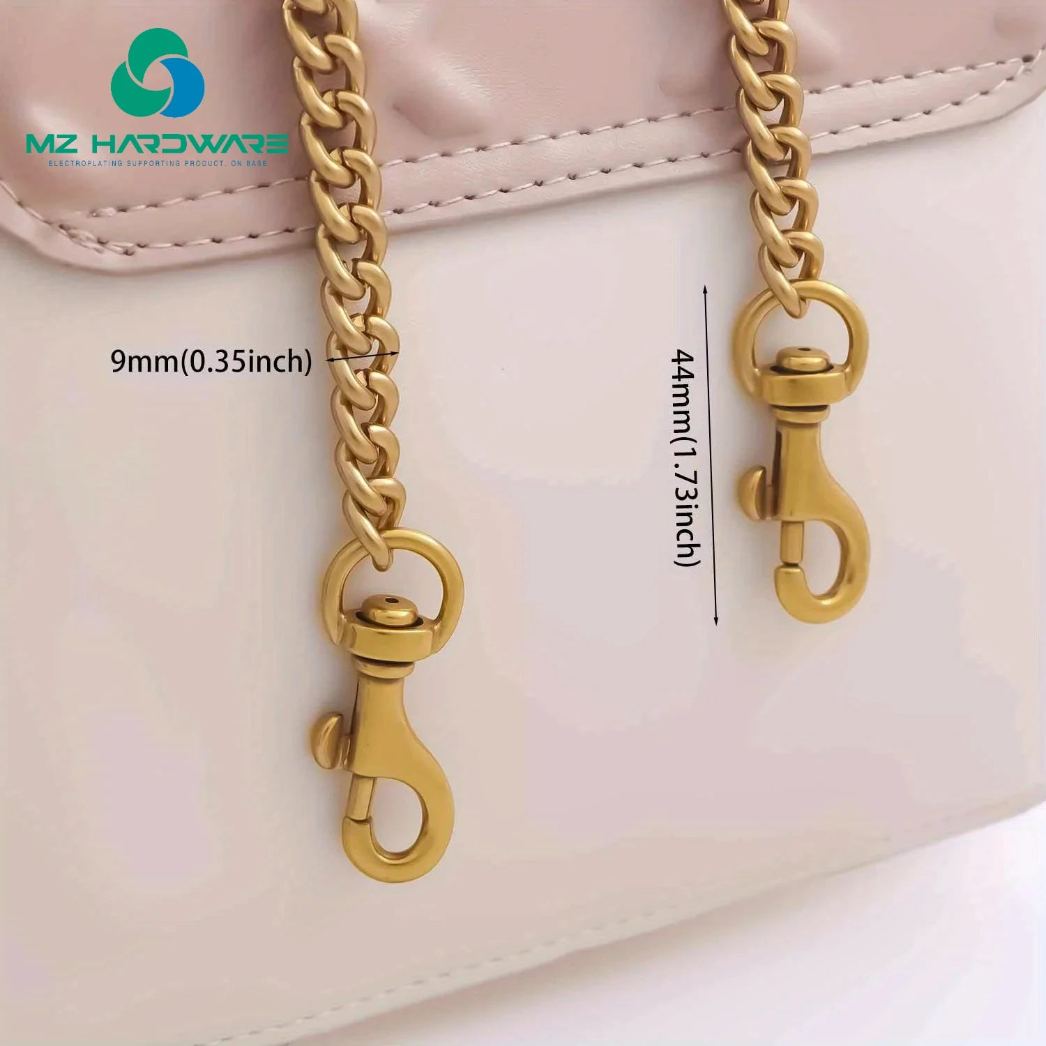 MZHardware Durable Metal Strap Underarm Bag Chain Accessories for DIY Handbag Purse Passed Salt Spray Test