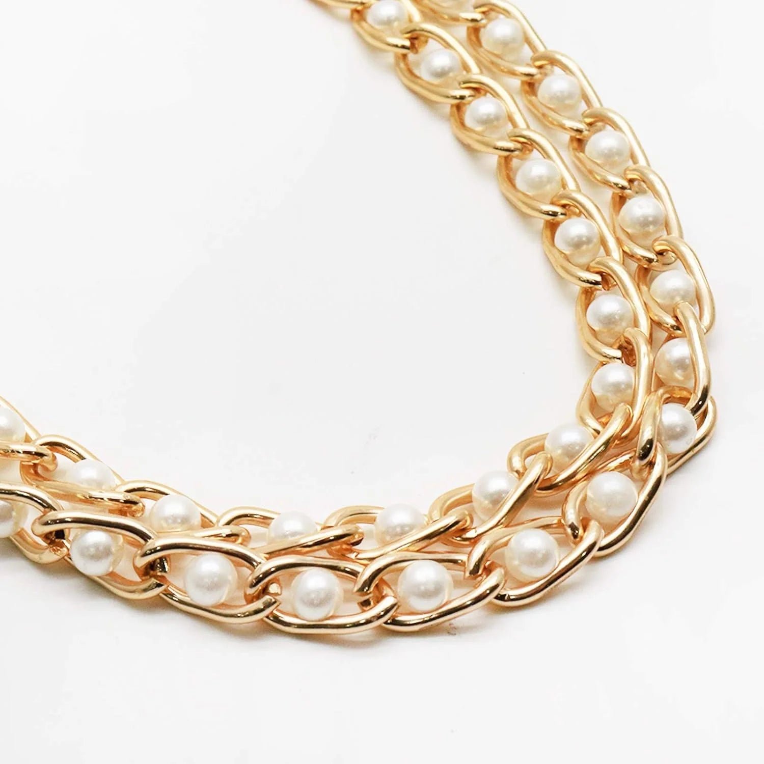 DIY Replacement Chain Strap Entrained Imitation Pearl, Fashion Handbag Metal Chains Accessories with Buckles