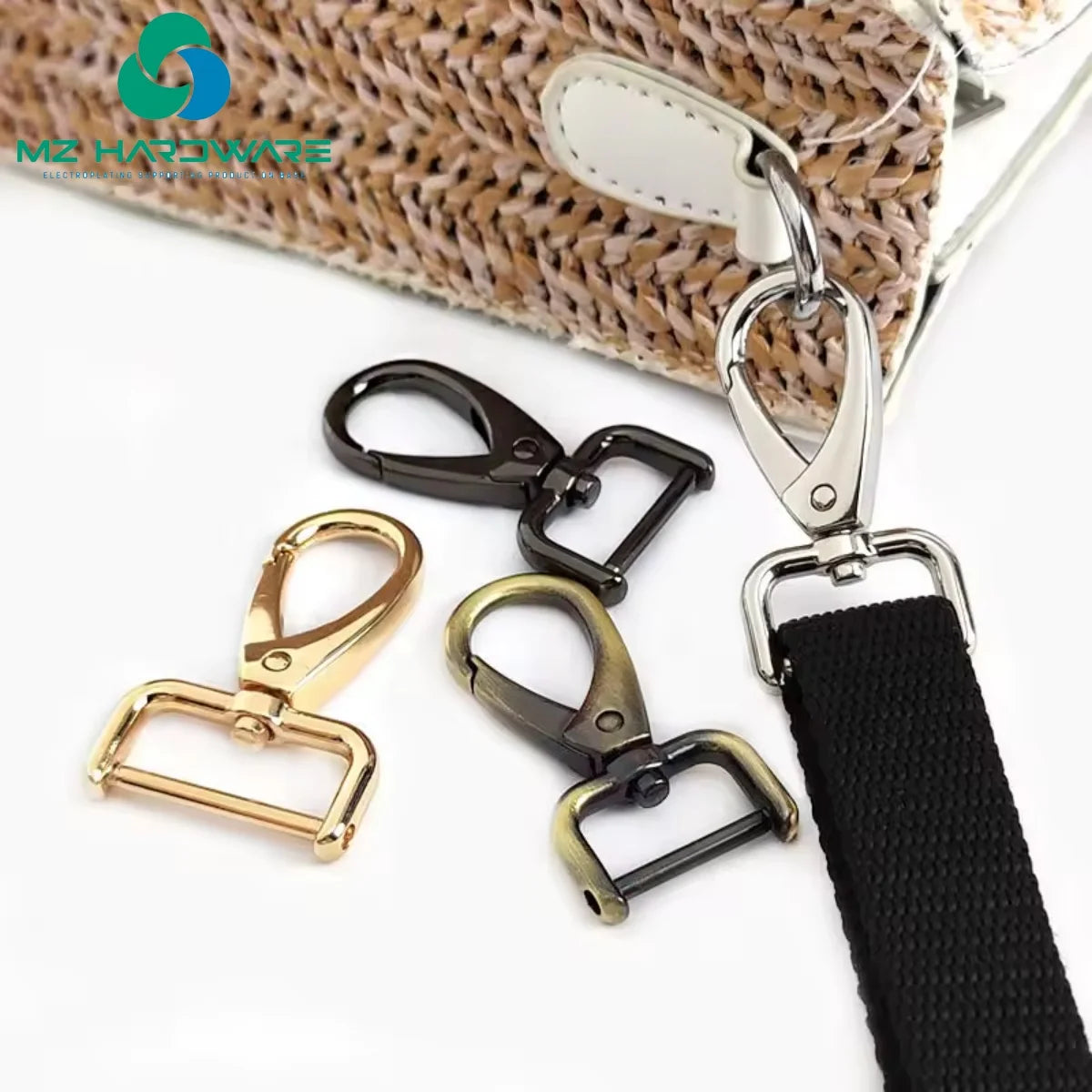 MZ High Quality Shiny Spring Snap Hook Bag Strap Hook Stainless Steel Swivel Snap Hook for Handbag Swivel