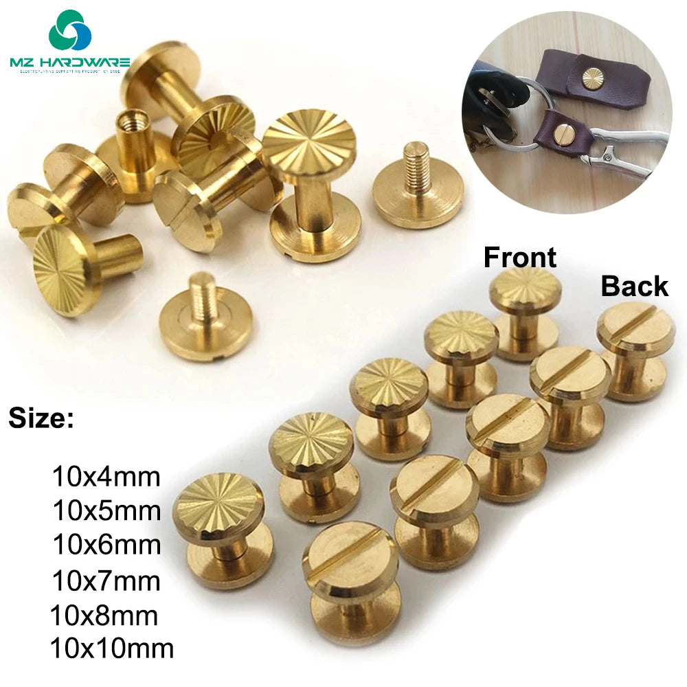 MZhardware Stainless Steel Chicago Screw Slotted Dome Cap Brass Leather Screw Binding Chicago Book Rivet Belt Male Female
