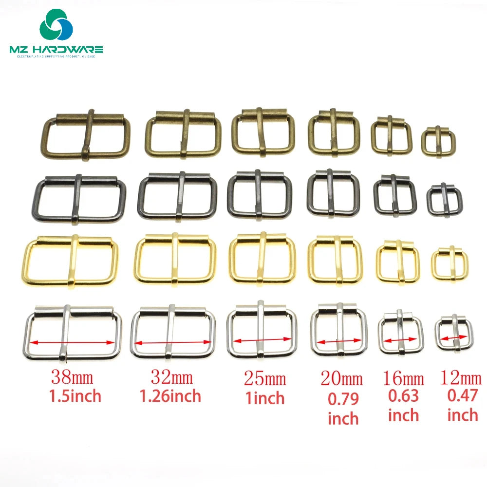MZhardware Metal Roller Buckles Single Pin Belt Buckles for Hand Bag Shoe Strap Rectangle Ring DIY Decor