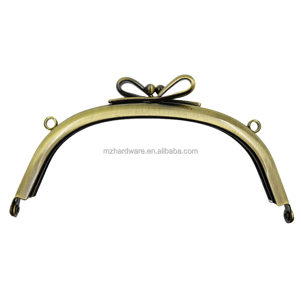 Alloy Screw Holes Leather Purse Frame With 10.5cm Butterfly Beads Round Plastic Lock Handbag Accessory Handles for Luggage Use