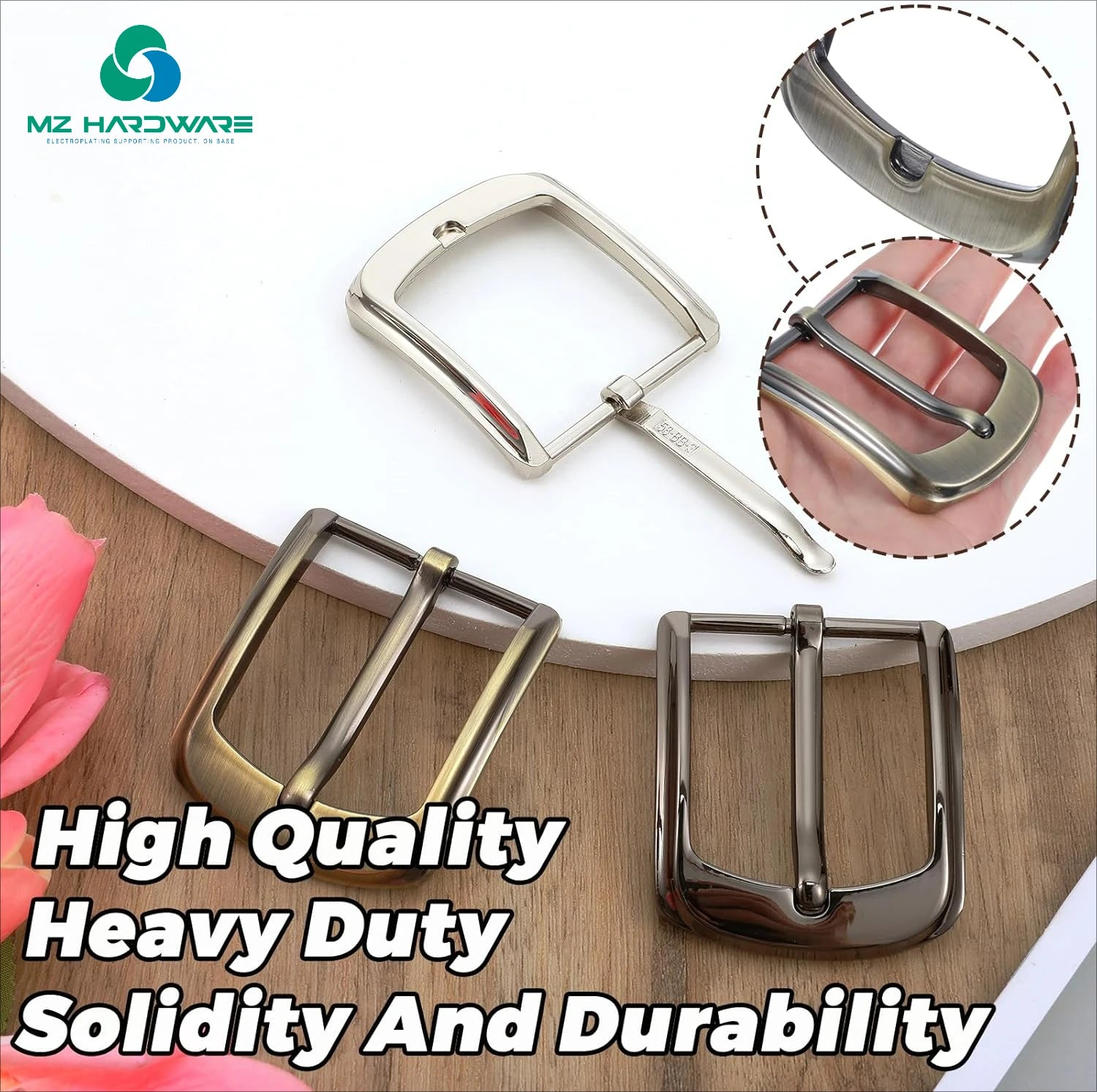 MZ High Quality Metal Belt Buckle 40 Mm(1.6 Inch),Single Prong Square Replacement Belts Buckles Classic Belts Buckles for Men