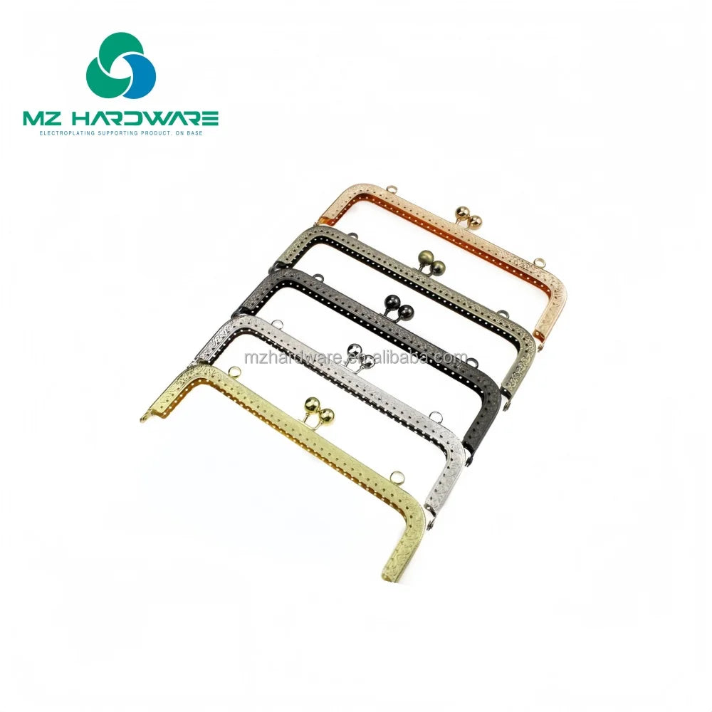 MZhardware Cierre De Beso Bolsa Metal Purse Frame Women Handle Clutch Bag Accessories DIY HandBag Frame Kiss Clasp Lock Hardware