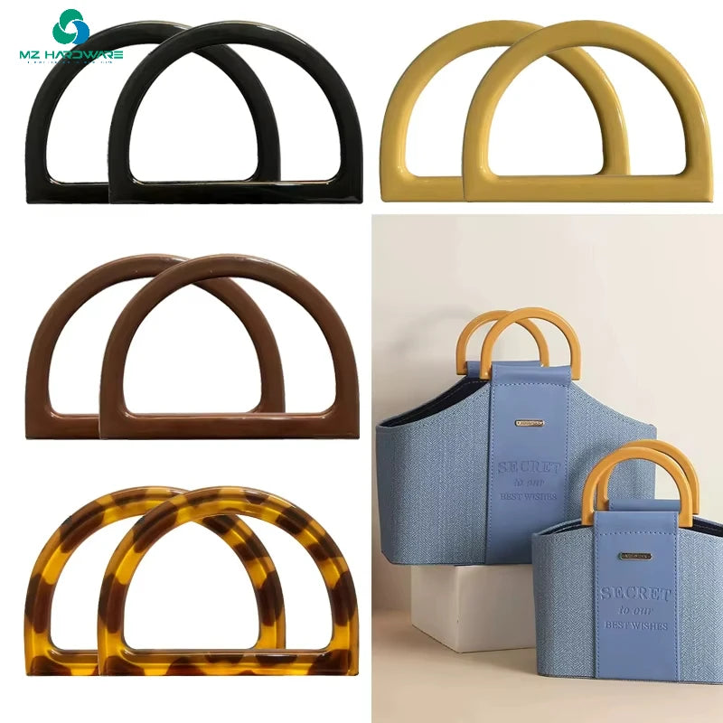 MZhardware  D-shaped Bag Handle Replacement Semi-circular Handle Flat Plastic Bag Handles for DIY Purse Handbag Accessories