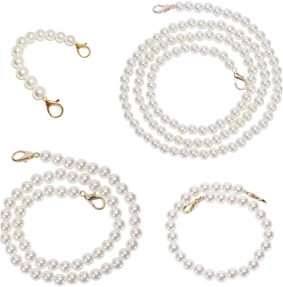 DIY Replacement Chain Strap Entrained Imitation Pearl, Fashion Handbag Metal Chains Accessories with Buckles