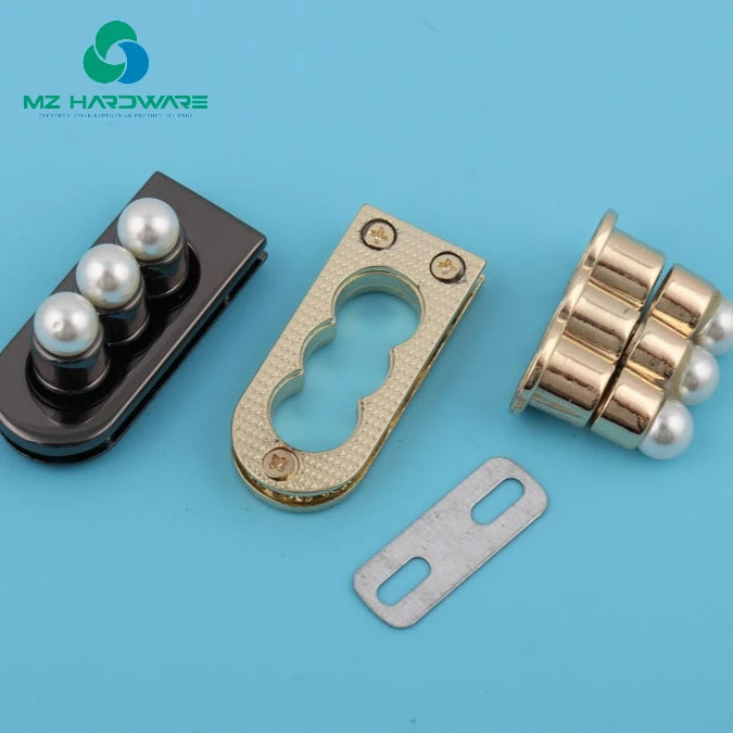 MZhardware Metal Pearl Padlock 42*18mm Twist Turn Locks Bag Lock Wallet Closure Latch Light Gold/Gun Black Bag Hardware