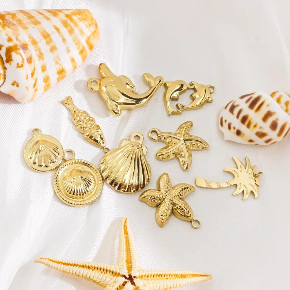 China Wholesale Ocean Jewelry Pendants Stainless Steel Sea Pendants Gold Jewelry Starfish Dolphin Pendant