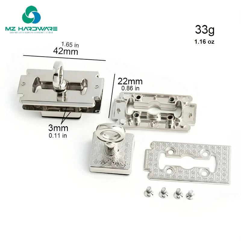 MZhardware High Quality Metal Bag Clasp Turn Lock Bamboo Twist Lock Small Female Handbag Lock Hardware Accessories