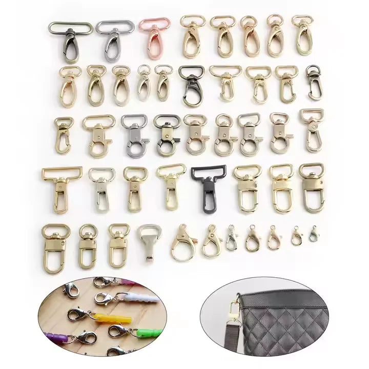 Custom Logo Metal Luggage Accessory Swivel Lobster Handbag Snap Hook Bag Accessories Lobster Clasps Dog Hook  for Bag Making