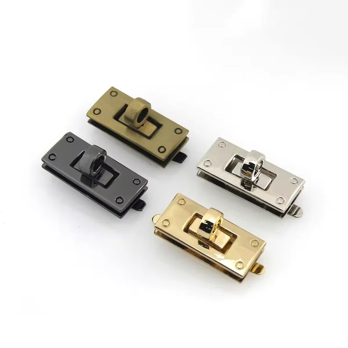 Custom Rectangle Metal Twist Lock Turn Lock Metal Closure Buckle Handbag Accessories Leather Craft Women Handbag