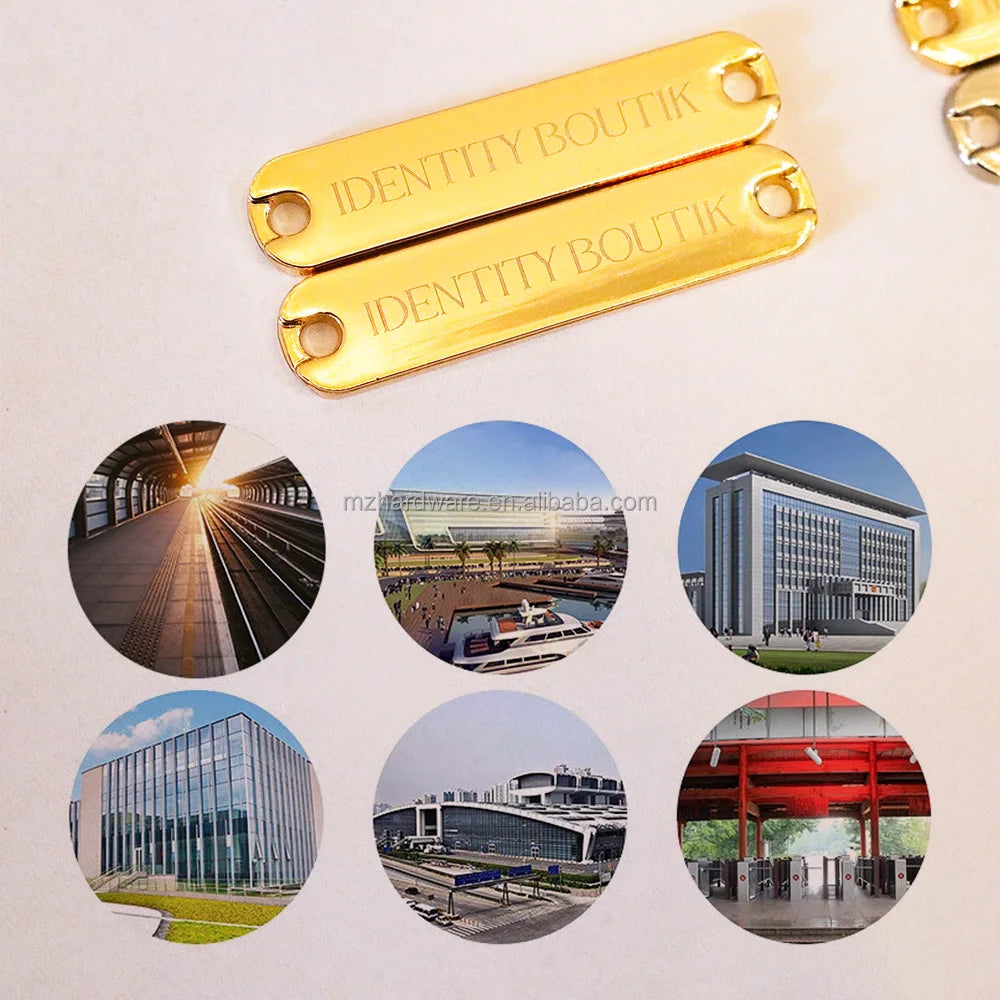 Customized Plate Zinc Alloy Engraved Embossed Metal Garments Label Logo Tag Sewing Name Letter Plating Garments Label