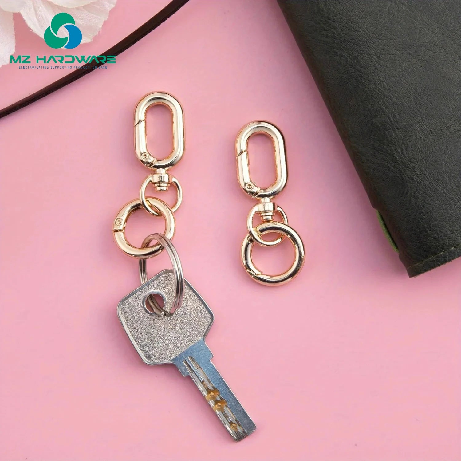 Factory Wholesale Double Opening Swivel Clasp Clips, Metal Swivel Spring Snap Hooks, Key Chain Clip with Key Ring for DIY Keys