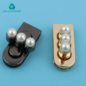 MZhardware Metal Pearl Padlock 42*18mm Twist Turn Locks Bag Lock Wallet Closure Latch Light Gold/Gun Black Bag Hardware