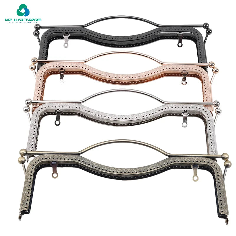 MZhardware Wholesale Concave Embossed Kiss Lock Metal Purse Frame Handbag Handle for Women Bags Parts & Accessories