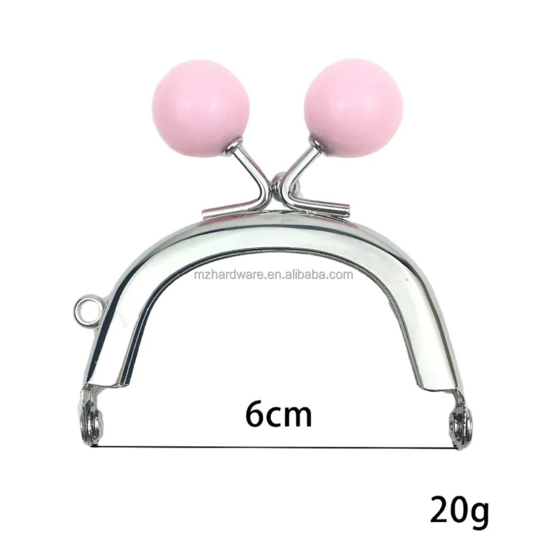 MZ  Colorful Vintage Bobble Coin Purse Shiny Silver Metal Frame with Leather Bag Strap and Handle Iron Material Purse Frame