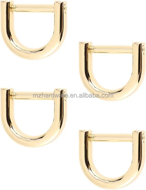 D-Rings Screw in Shackle Horseshoe U Shape D Ring DIY Leather Craft Purse Keychain Accessories for Strap