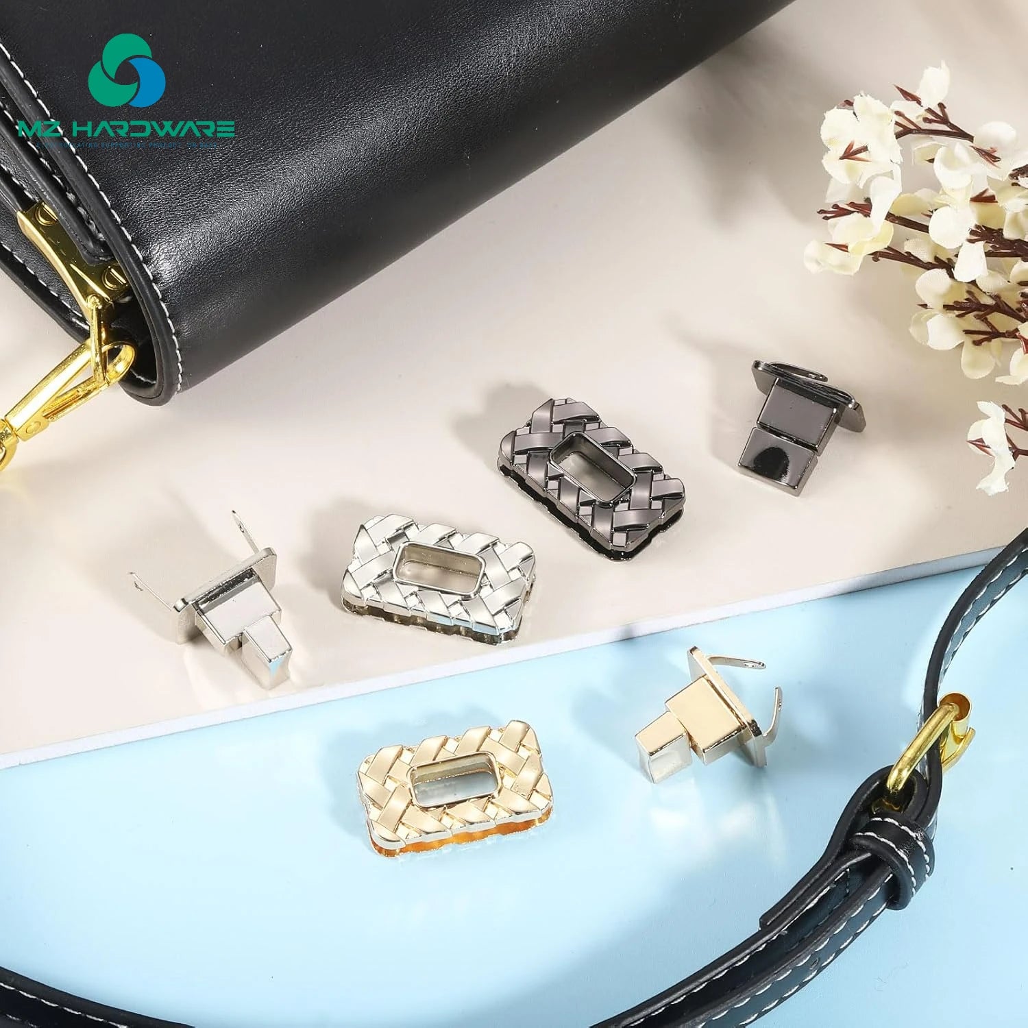 Closures Lock Fasteners for Purse Aluminum Alloy Rectangle Bag Closure Clip Hardware Accessories for DIY Handbag Craft