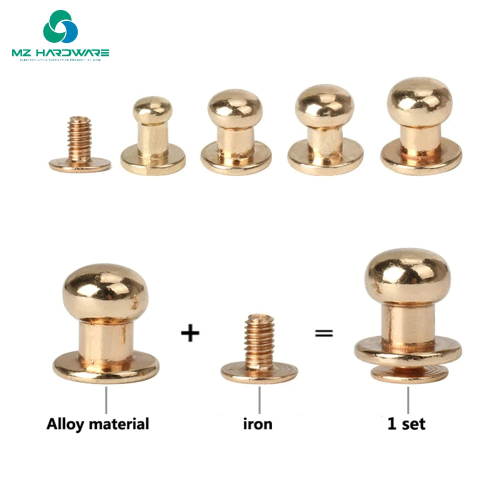 Customized 8mm 10mm 12mm Round Head Brass Monk Head Studs Rivet for Bags Accessories