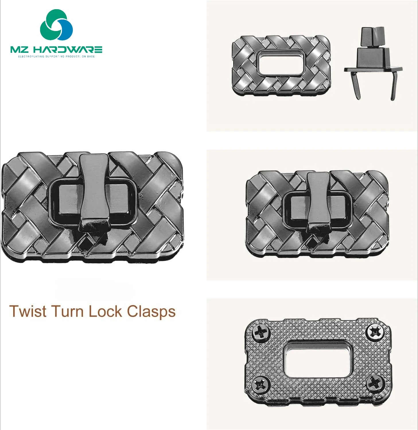 Closures Lock Fasteners for Purse Aluminum Alloy Rectangle Bag Closure Clip Hardware Accessories for DIY Handbag Craft