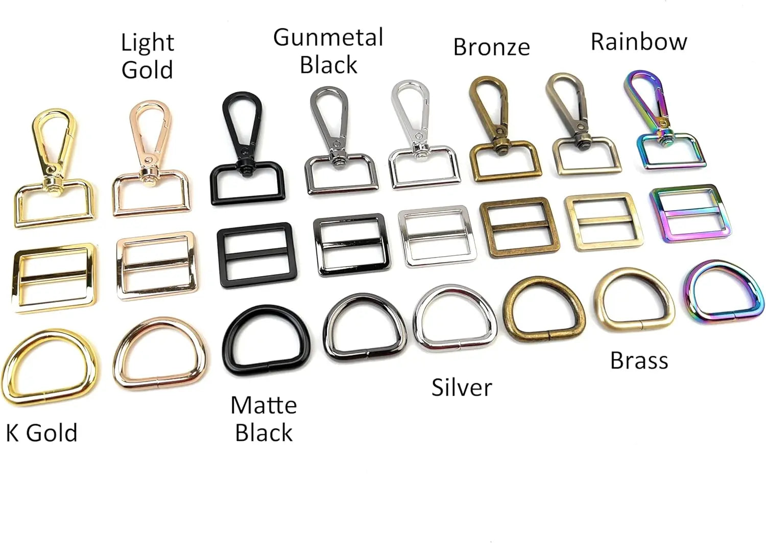 MZhardware Purse Hardware Heavy Duty Swivel Snap Hooks D Rings for Purse and Tri-glide Slide Buckles for Bag Making