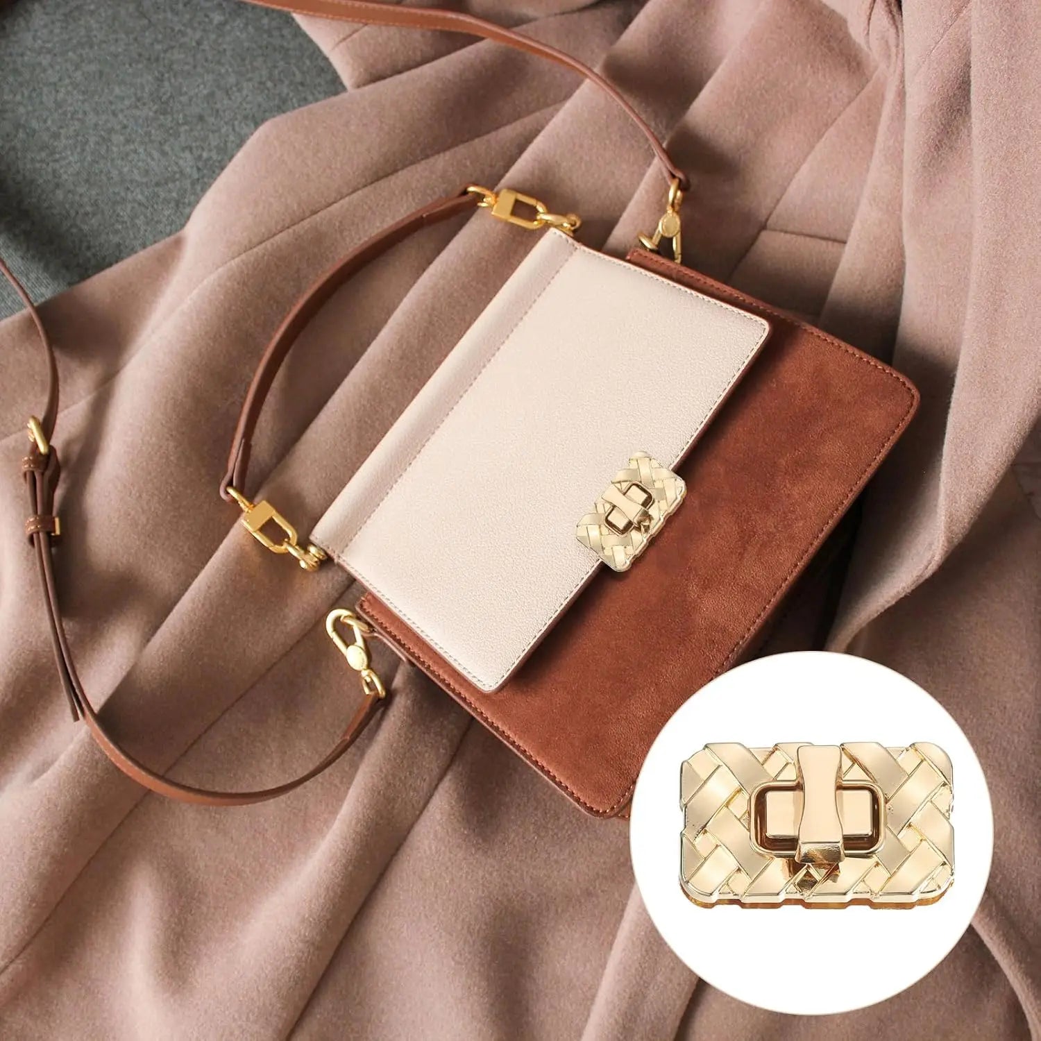 Closures Lock Fasteners for Purse Aluminum Alloy Rectangle Bag Closure Clip Hardware Accessories for DIY Handbag Craft