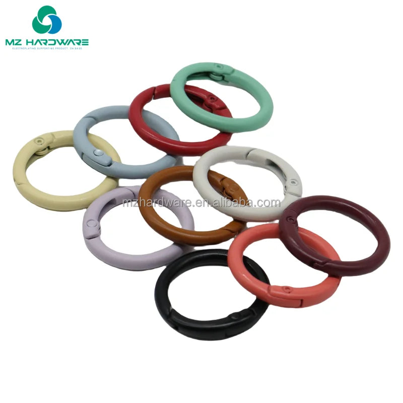 MZ DIY Luxury Jewelry Accessories Keychain Metal Paint Opening Ring Spring Buckle Colorful Spring Pendant for Luggage/Car/Key