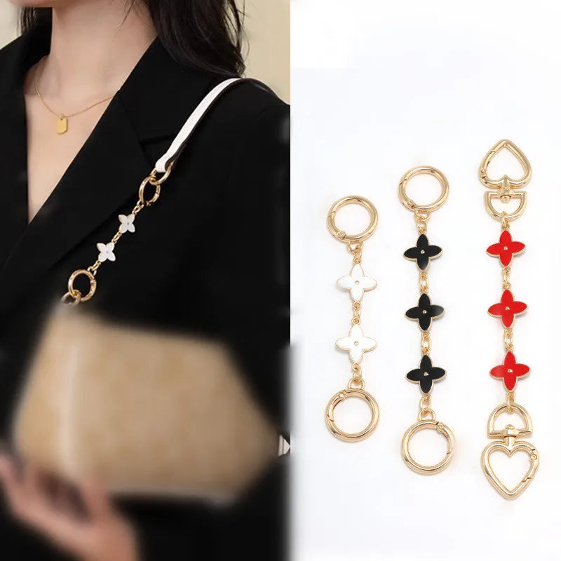 Fashion Women's Bag Shoulder Strap Cross Body Extension Chain Metal Four-Leaf Replacement Handbag Chain