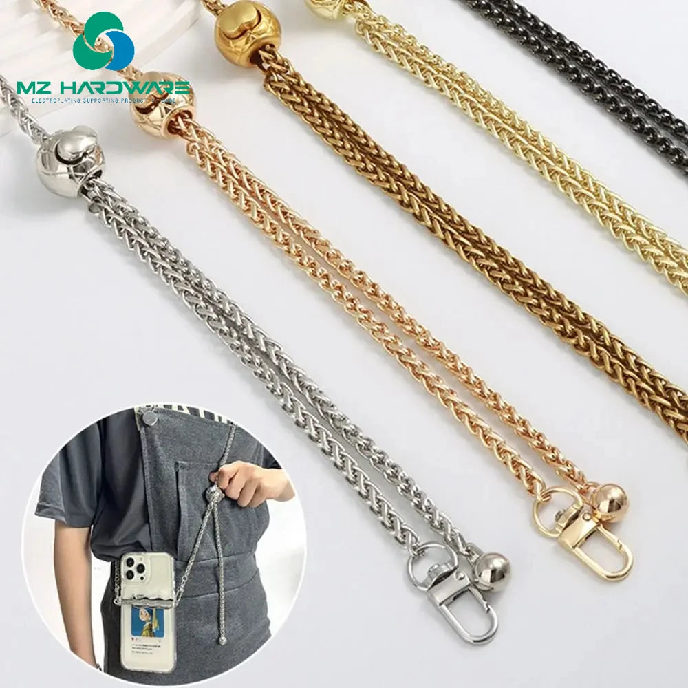 MZhardware120cm Fashion Adjustable Gold Bead Ball Bag Metal Chain All-match Bag Accessories Strap Transfer Bead Bag Chain