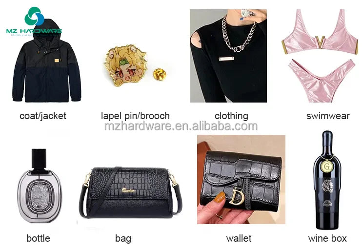 MZhardware Custom Brand Logo/Size Wholesale Clothing Tag Accessories Engraved Sewing Bag Labels for Handbags Garment Metal ISO