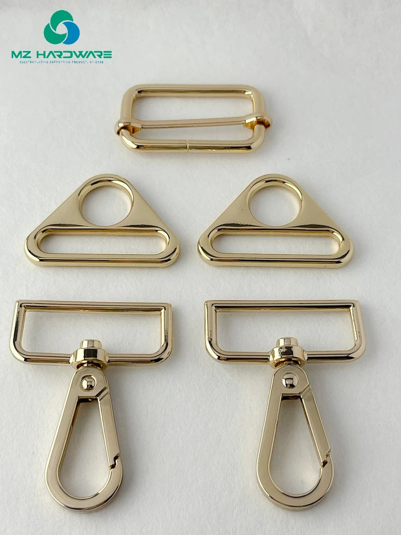38mm High Quality Adjustable Strap Hardware Kit for DIY Handmade Bag 2 Swivel Snap Hooks+2 Triangle-Rings+1 Adjustable Slider