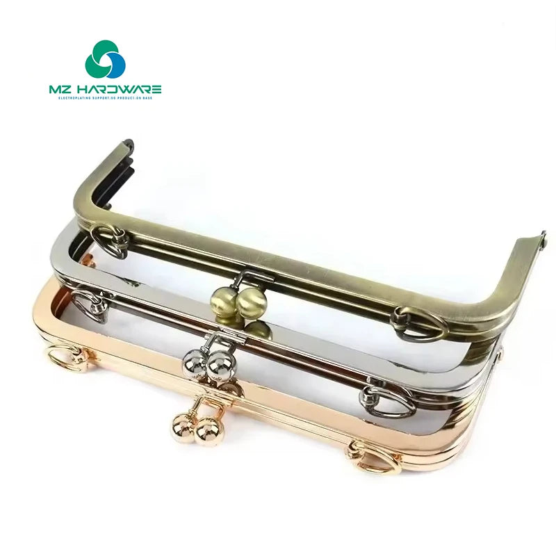 MZ Hardware Hand Bags Metal Purse Frame Square Buckle Handle Kiss Clasp Purse Frame Metal Purse Frame Clutch Bag
