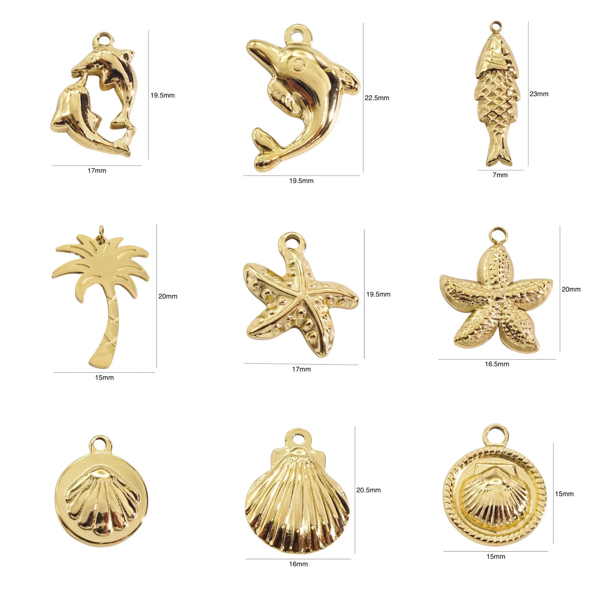 China Wholesale Ocean Jewelry Pendants Stainless Steel Sea Pendants Gold Jewelry Starfish Dolphin Pendant