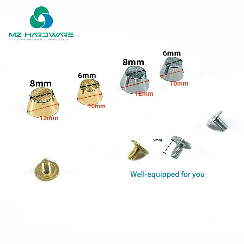 MZ Hot Selling Metal Bag Feet Metal Rivet Studs Leather Clothing Round Bucket Rivets for Handmade Leather Goods Bags