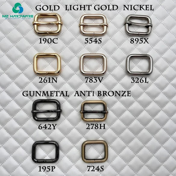 MZ Luxury Zinc Alloy Bag Strap Tri-Glide Pin Buckle with Heavy Duty Adjustable Slide Adjuster for DIY Bag Accessories