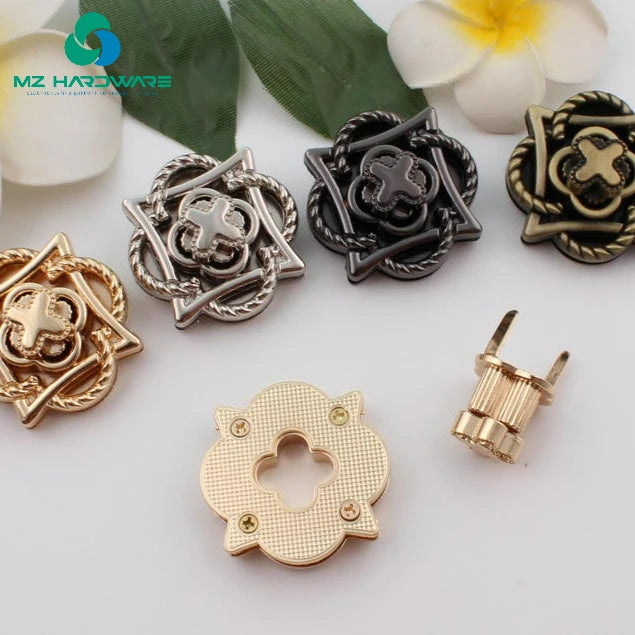 Gold Die-cast Lock for Luggage and Bag Hardware Accessories, Flower Lock, Petal Lock, Bag and Handbag Lock Buckle Hardware Auxil