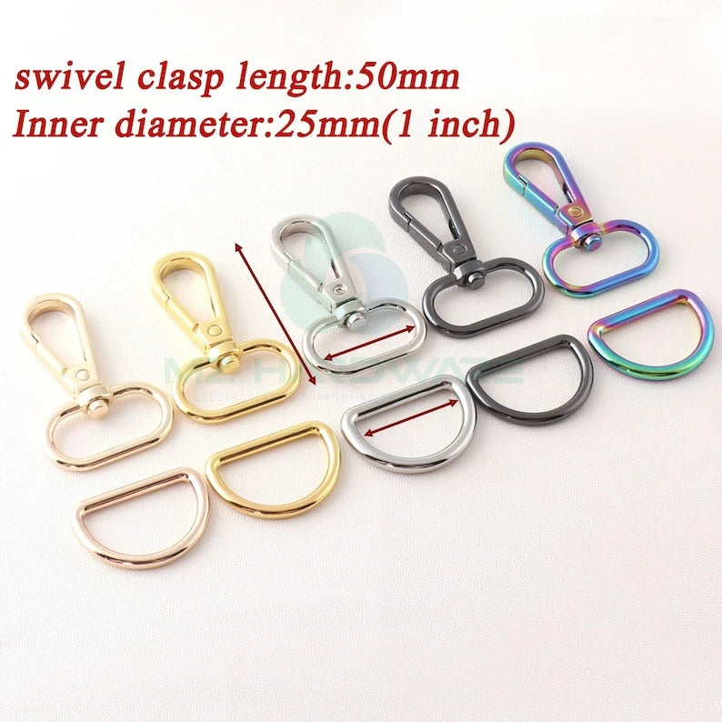 MZ High Quality Swivel Clasp With D Ring Set Swivel Trigger Snap Hooks Clip Purse Bag Hardware