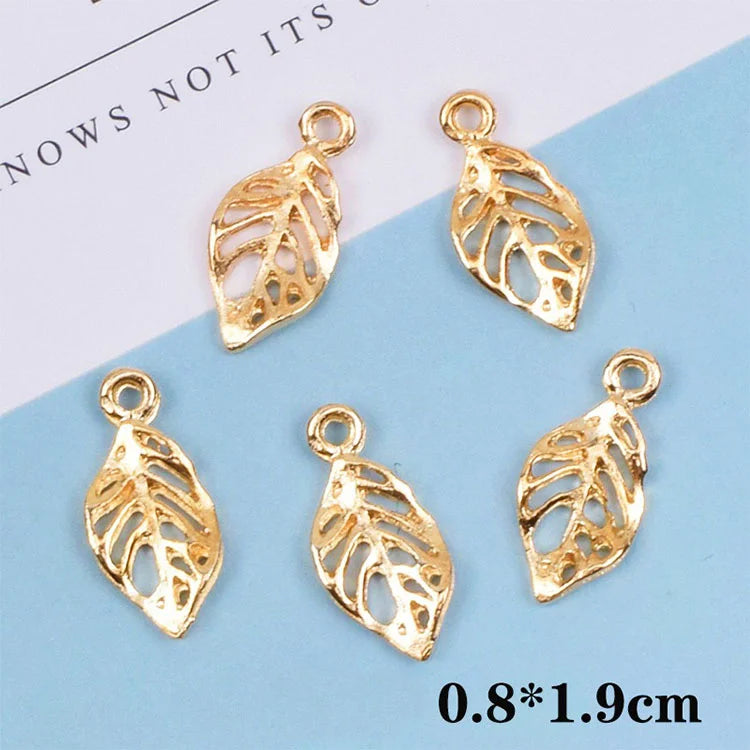 New Design Gold Plated Leaf Shaped Filigree Charms Jewelry Pendant Diy for Bride Hair Accessories Clothing Bags Accessories