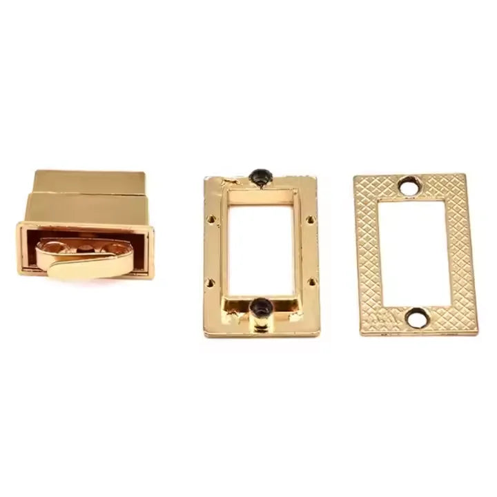 Best Selling Zinc Alloy Metal Twist Lock Handbag Hardware Rectangle Lock for Luggage Bags Rectangle Lock