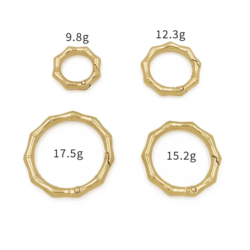New Design Custom Four  Sizes Spring Buckle Bamboo Design Metal O Rings Bag Accessories Trigger Snap Clip for Handbag