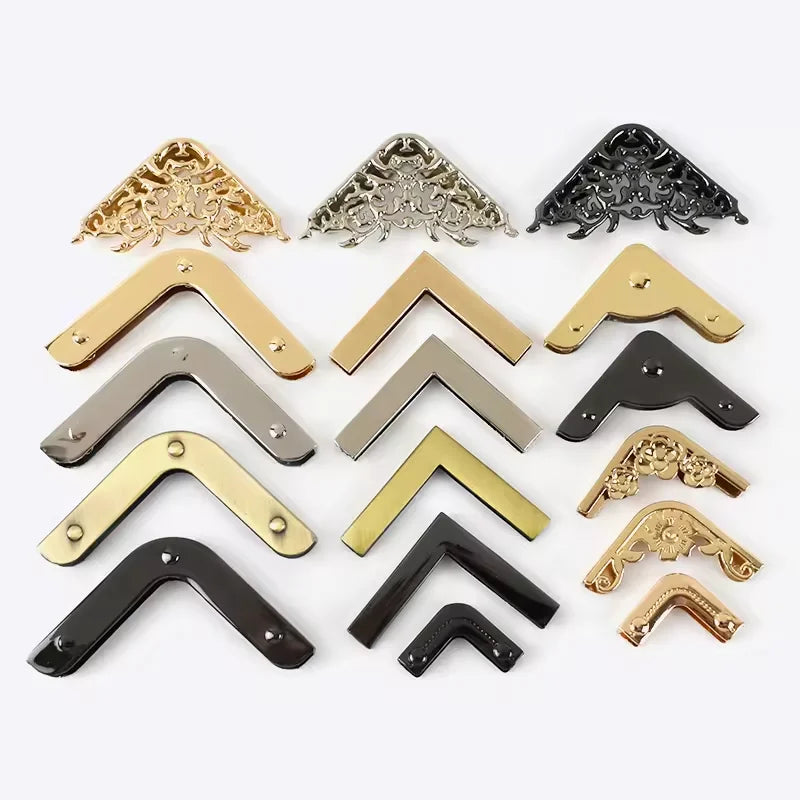 High Quality Gold Silvery Decorative Flat Angle Bag Edge Corner Metal Bag Accessories Metal Notebook Edge Corner