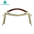 MZhardware Vintage Bronze Metal Purse Frame with Blossom Handles 20.5cm DIY Coin Clutch Handbag Accessory with Kiss Clasp Lock
